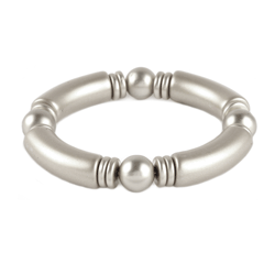 Silver Acrylic Bead Bracelet In Silver