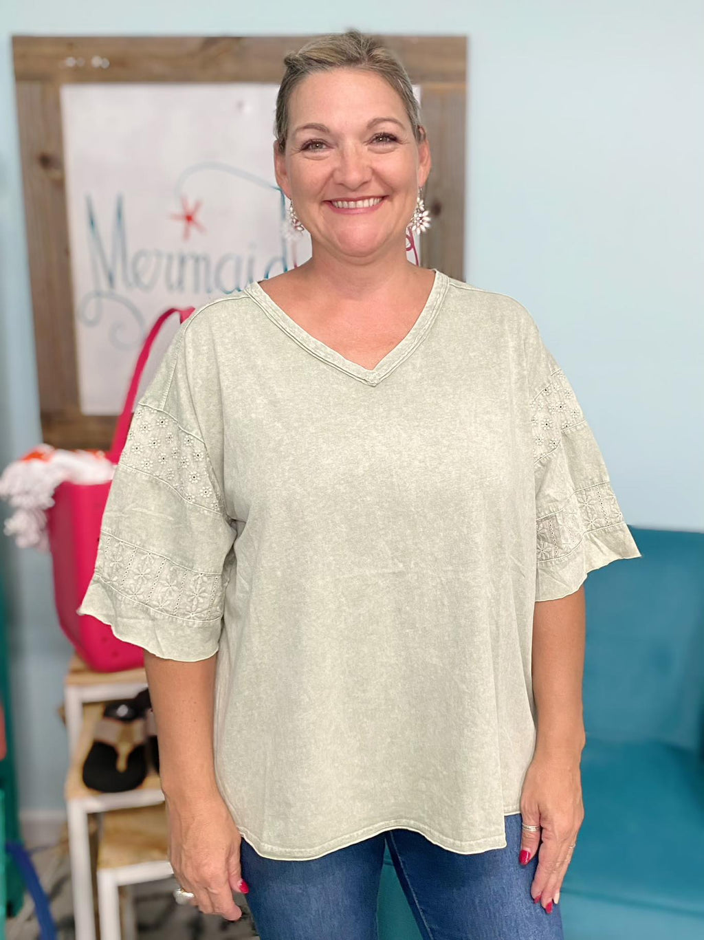 Sunday's Bestie Mineral Wash Top in Ash Black main image 0