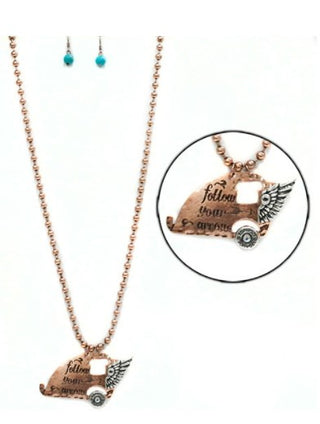 "FOLLOW YOUR ARROW" Trailer Necklace Set in Copper