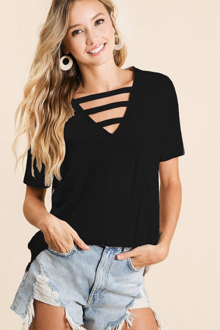 Strapped Up V-Neck Top - Available in 3 Colors!