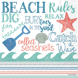 Susan Winget Beach Rules Paper Cocktail Napkins