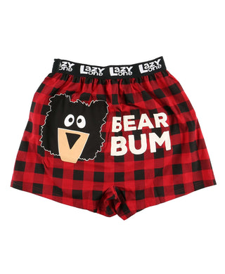 Bear Bum Plaid Men's Funny Boxer