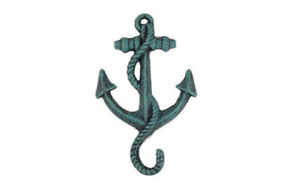 Seaworn Blue Cast Iron Anchor Hook 5"