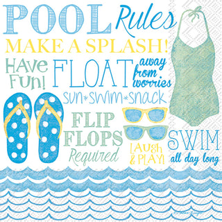 Susan Winget Pool Rules Paper Cocktail Napkins