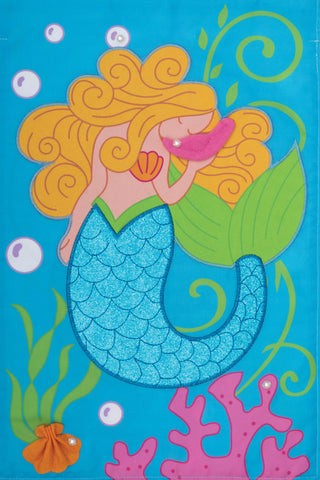 Mermaid Glitter Applique Garden Flag