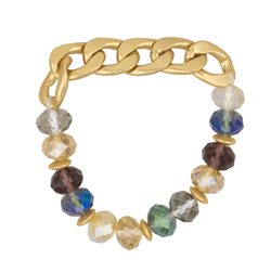 Link Chain Bracelet With Crystal Beads In Dark Multi Final Sale