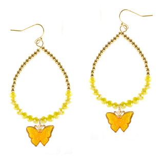 Druzy Butterfly Drop Earring - Yellow