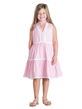 Youth Heat Waves Dress in Pink Stripe