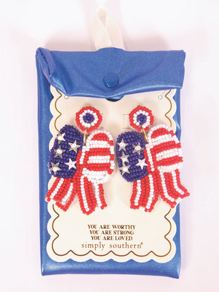 Patriotic Bow Beaded Earring