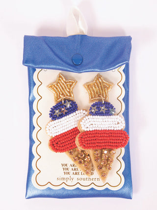 Patriotic Ice Cream Beaded Earring