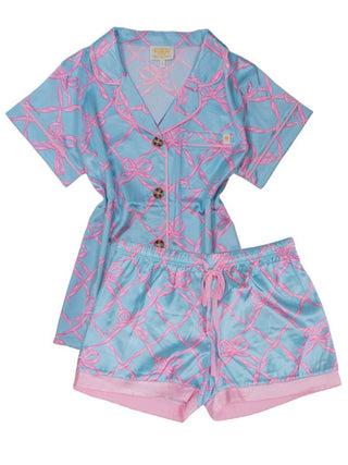 Dream Duo Silk Pajama Set In Bow Net