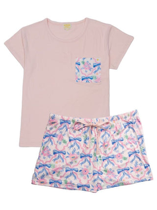 Comfiest Ever Pajama T-Shirt Set In Ribbon