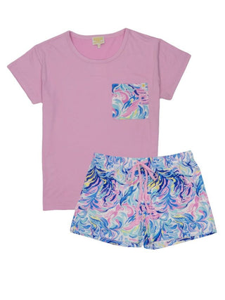 Comfiest Ever Pajama T-Shirt Set In Watercolor