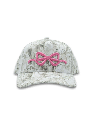 Bow & White Camo Snap Back Hat