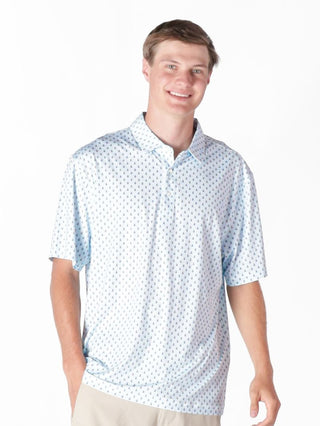 Out On The Boat Men's Polo in Sky
