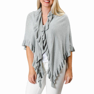 Ava Ruffle Wrap In Metallic Silver