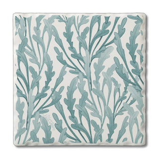 Teal Seaweed – Square Single Coaster