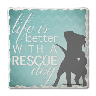 Better With A Rescue Dog  – Square Single Coaster