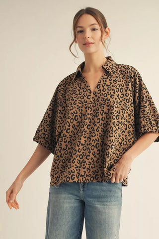 Stay In Check Top in Toffee