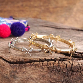 Bow Bangle Bracelet - Gold & Silver Tone