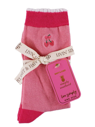 Simply Southern Pink Cherry Socks