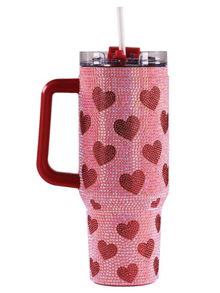 Sequin Hearts 40oz. Tumbler In Valentine's