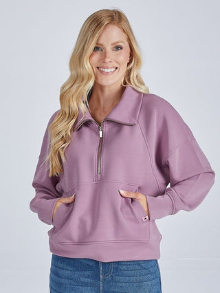 Come With Me Now Half-Zip Pullover in Grape