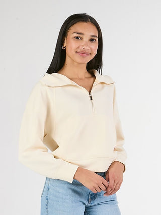 Come With Me Now Half-Zip Pullover in Pearl