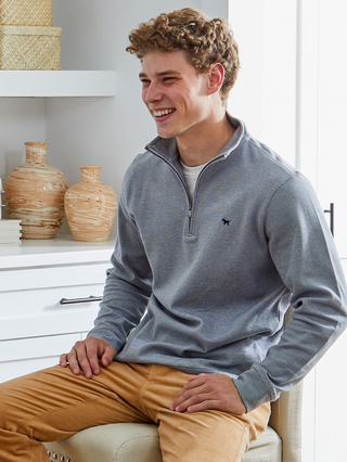 Timeless Layers Men's Quarter Zip Pullover In Gray
