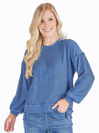 Don't Stare Knit Top in Dark Blue