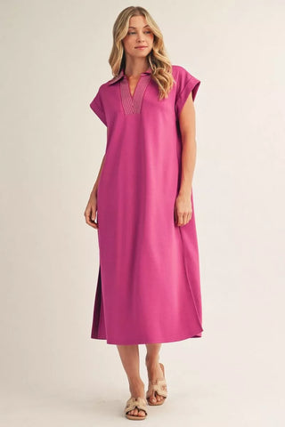 Come To Your Senses Midi Dress in Magenta