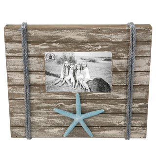 Wood 4X6 Photo Frame with Starfish and Rope Accents