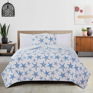 Trinidad Collection 3 Piece Quilt Set: King / Trinidad - Blue