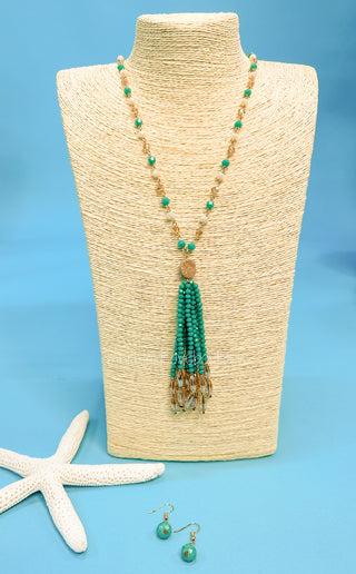 Talla Beaded Tassel Necklace in Turquoise