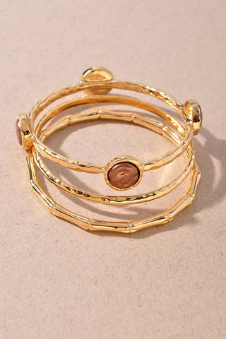 3Pcs Pearl Bangle Set