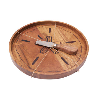 Coastal Sand Dollar Charcuterie Serving Board With Spreader