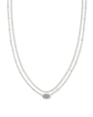 Emilie Multi Strand Necklace in Platinum Druzy