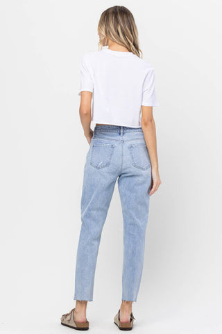 High Rise Distressed Mom Jeans