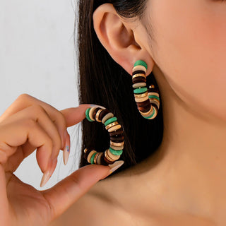 Earth-Tone Disc Beaded Hoops