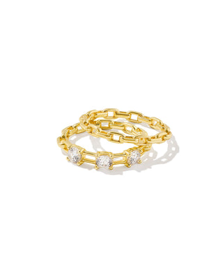 Lexi Ring Set In Gold White Crystal