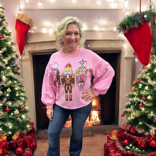 Nutcracker Parade Crewneck In Pink