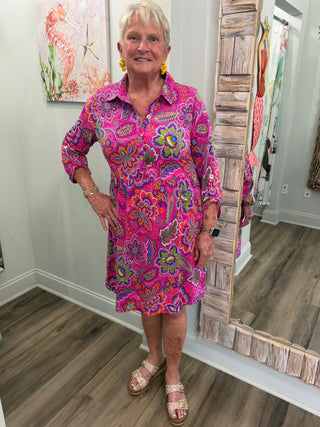 Petal Punch Dress in Hot Pink