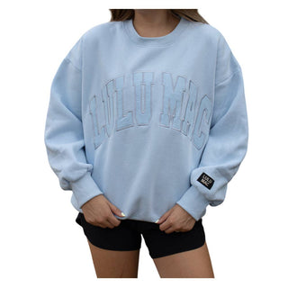 Lulu Mac Monogram Crewneck Sweatshirt in Light Blue