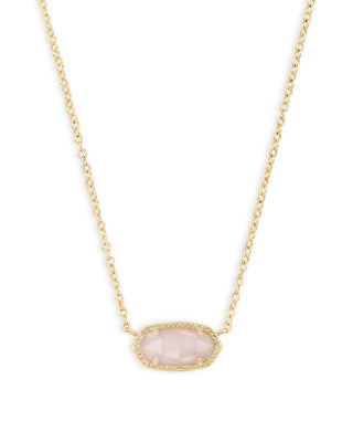 Elisa Short Pendant Necklace in Rose Quartz