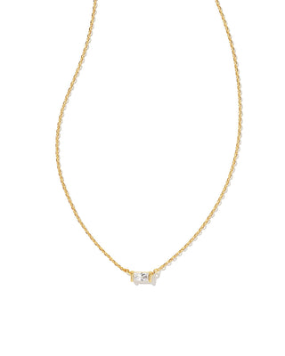 Gold Juliette Pendant Necklace in White Crystal