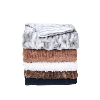 Ruched Faux Fur Throw Blanket | Alondra Collection by Great: 50" x 60" Throw / White