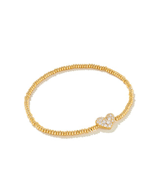 Ari Heart Pave Stretch Bracelet In Gold White Crystal