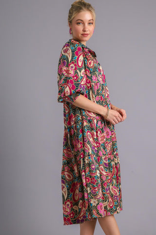 Floral Occasions Midi Dress in Teal Green