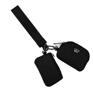 Lulu Mac Double Pouch Wristlet in Black/Black