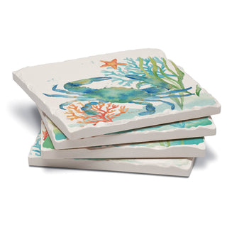 Sea Life Serenade Assorted Image Tumbled Tile Coaster 4 Pack